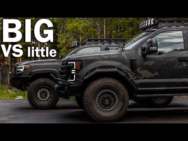 CHOOSING AN OVERLAND TRUCK - Big Truck VS Little Truck - Tacoma vs F-250 Tremor