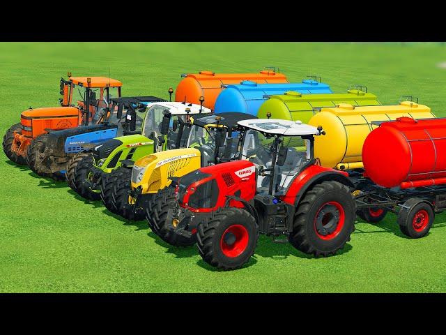 JOHN DEERE vs FENDT vs CLAAS vs VALTRA vs MCCORMICK TRACTORS BATTLE - Farming Simulator 22