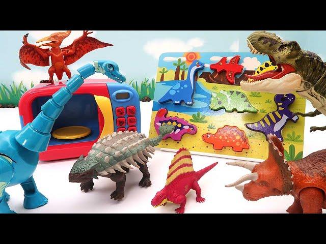 Lost Dinosaurs! Dinosaur Wooden Puzzle In Jurassic Park. T-Rex, Triceratops, Pteranodon Toys