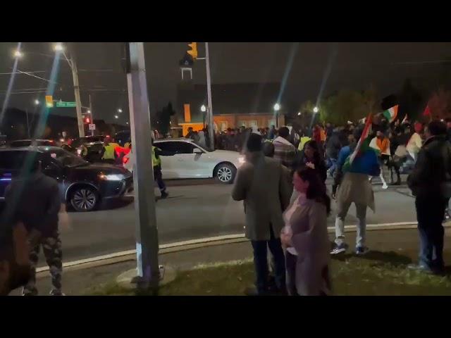 Tempers flare at protest after violence outside Hindu temple in Brampton