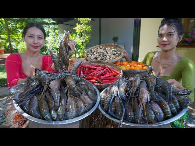 Shrimp soup with vegetable cook recipe and eat - Amazing video