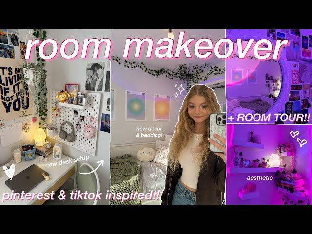 EXTREME ROOM MAKEOVER + ROOM TOUR 2023! aesthetic/tiktok/pinterest inspired bedroom transformation!!