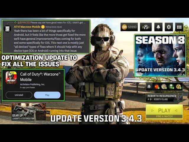 Warzone mobile new update 3.4.3 for android and ios (fixing all the optimization issues)wzm