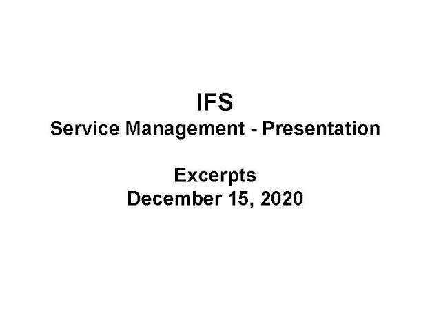 Analyst Cam: IFS Service Management presentation excerpts