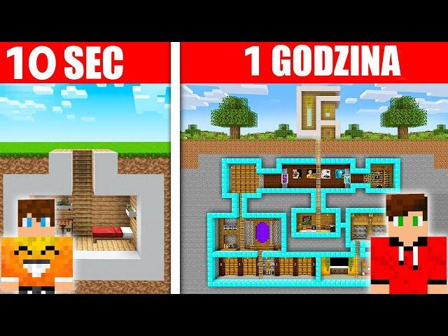 BUDOWA DOMU PODZIEMNEGO 10 SEKUND vs 1 GODZINA w Minecraft!