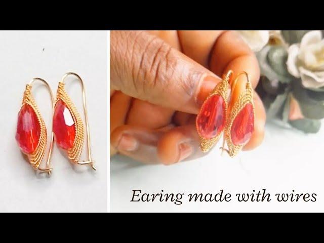 Unique diy earrings! how to make wire jewelry with beads @queenfatima-creativity