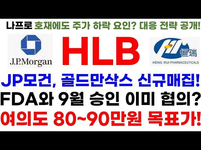 [HLB 주가전망] 단독! 긴급속보! JP모건, 골드만삭스 신규 매집! FDA와 9월 승인 이미 협의? 여의도 80~90만원 목표가!