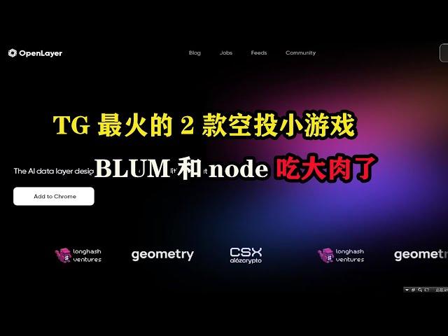 TG最火的2款空投小游戏，BLUM和node吃大肉了 #OpenLayer #blum  #nodepay  #nft #区块链 #云挖矿 #挂机赚钱 #电脑挂机 #副业推荐