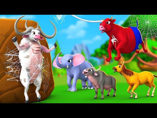 Magical Spider Cow Saves Farm Animals from Evil Bull | Epic Cow Rescue Adventure