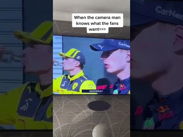 The cameraman filming Charles Leclerc instead of Max Verstappen