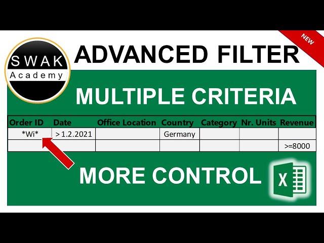   EXCEL ADVANCED FILTER - MULTIPLE CRITERIA