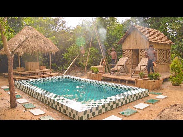 How To Build Rural Bamboo House Villa And Swimming Pools With Bamboo Hut [Start To Finished]