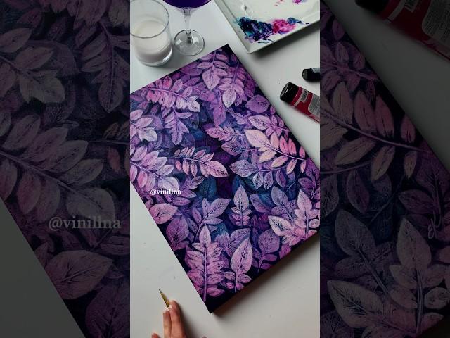 Depth purple leaves painting / Mauve leaves painting / Canvas painting / Step by step painting