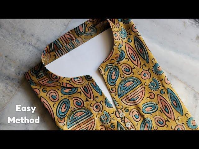 Regular Collar Kurti Front Neck Design With Placket ||  Neck Design || Collar Cutting and Stitching