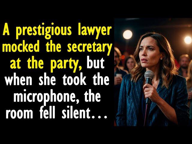 A prestigious lawyer mocked the secretary at the party, but when she took the microphone...