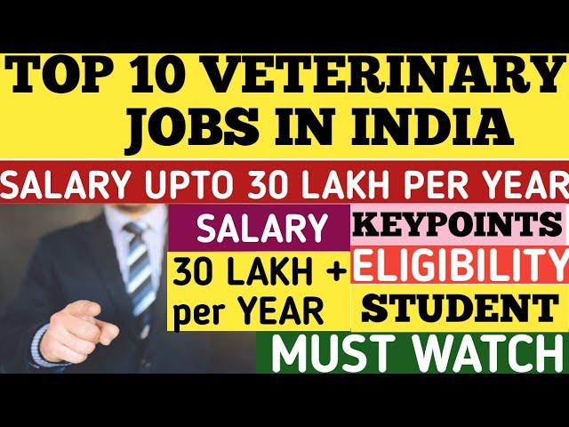 Top 10 Highest Salary Veterinary jobs in INDIA|BVSc jobs|MVSc job|Veterinary jobs|Scope Of BVSc & AH