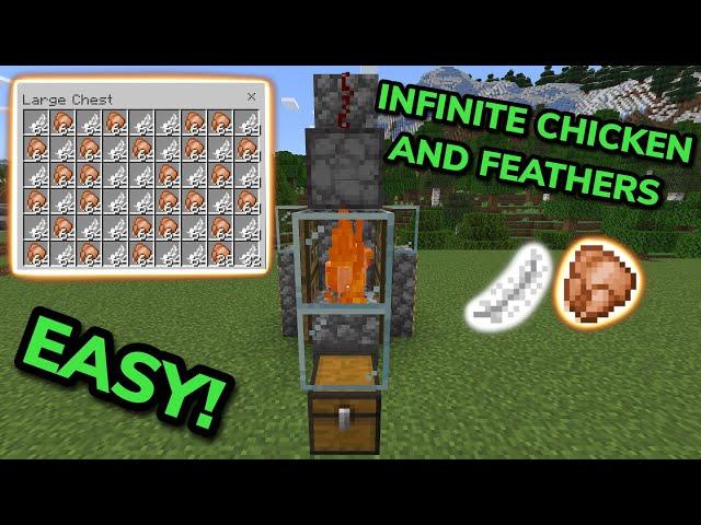 EASY 1.21 AUTOMATIC CHICKEN FARM TUTORIAL in Minecraft Bedrock (MCPE/Xbox/PS4/Nintendo Switch/PC)