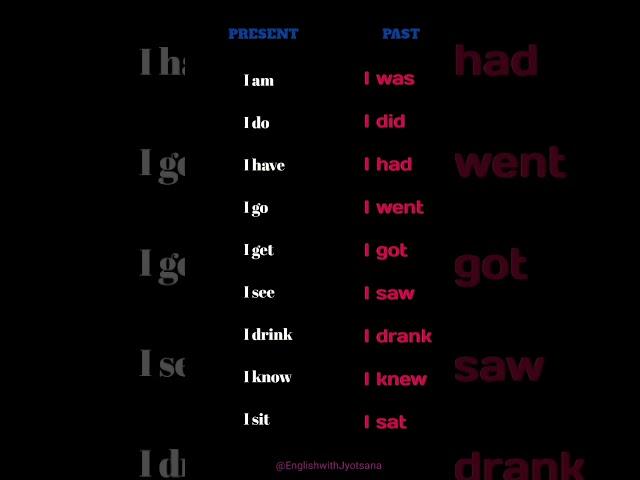 PRESENT - PAST #englisheducation #grammar #englishtips