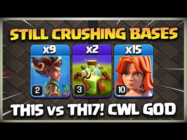 OP Th15 vs Th17Overgrowth Spell + Root Riders + Valkyries = 3 Star Attack! TH15 Attack Strategy coc