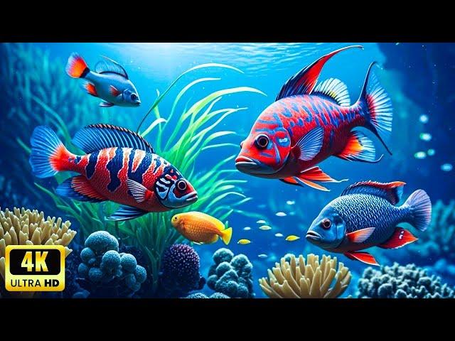 Aquarium 4K VIDEO (ULTRA HD) - Amazing Beautiful Coral Reef Fish - Sleep Relaxing Meditation Music