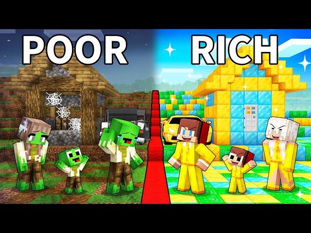 JJ and Mikey POOR vs RICH Village Family Battle in Minecraft - Maizen