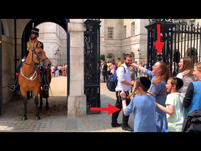 DISRESPECTFUL Tourists provoked The Royal Horse Artillery on his FIRST DAY ON DUTY.