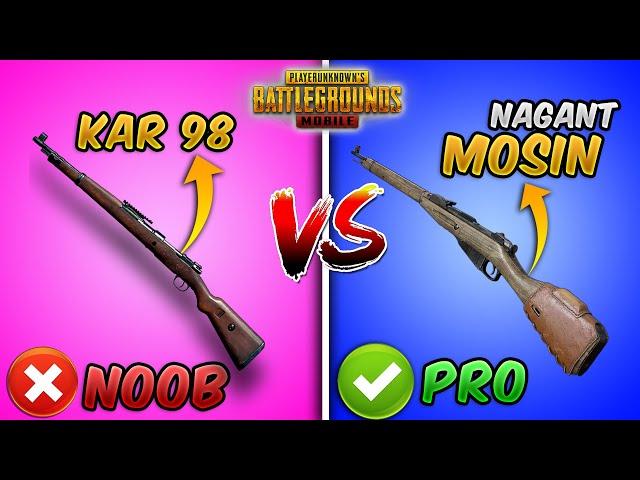Kar98k vs Mosin Nagant Ultimate Weapon Comparison (PUBG MOBILE) Guide/Tutorial (New Sniper Rifle)