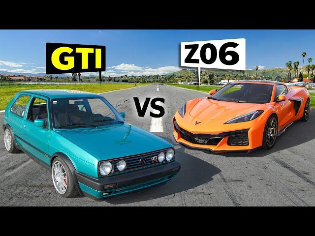 Can a 600hp GTI beat a C8 Z06 Corvette in a No Prep Drag Race?