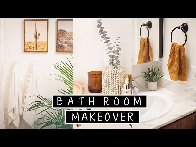 Extreme DIY Small Bathroom Makeover (Renter Friendly) | diy floor tiling & diy shelves