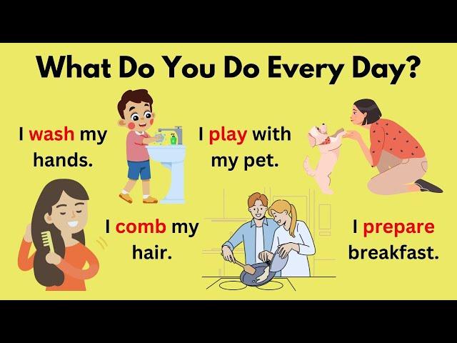 Daily Routines Sentences | Action Verbs in English | Daily Routine Vocabulary | English Vocabulary