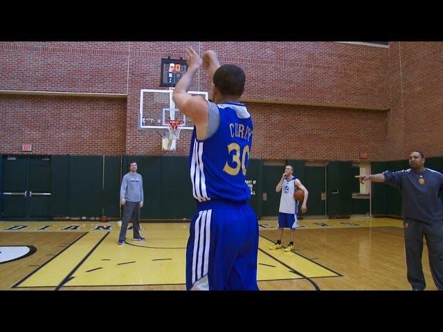 Shooting Contest: Curry vs. Coach Jackson