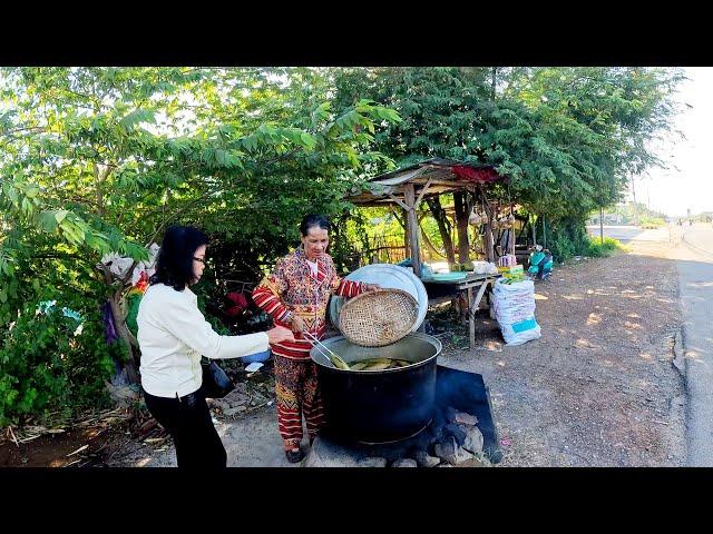 Road Trip to Reachny LongVek Resort in Kandal Province, Cambodia, Street Food at Countryside Market