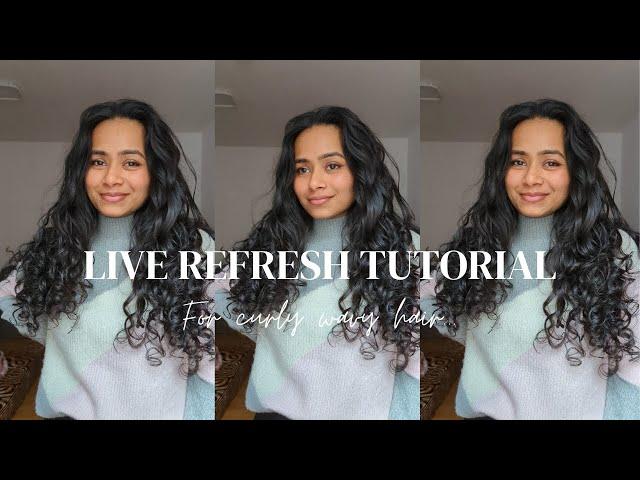 Live refresh tutorial for wavy or curly hair using @truefrog volumizing Mousse on day 2/3/4 hair.