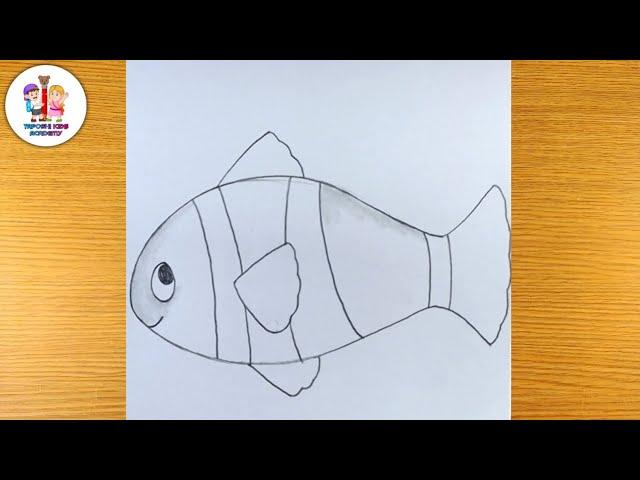 Cute fish pencil simple drawing | elementry drawings | easy drawing ​⁠@Taposhikidsacademy