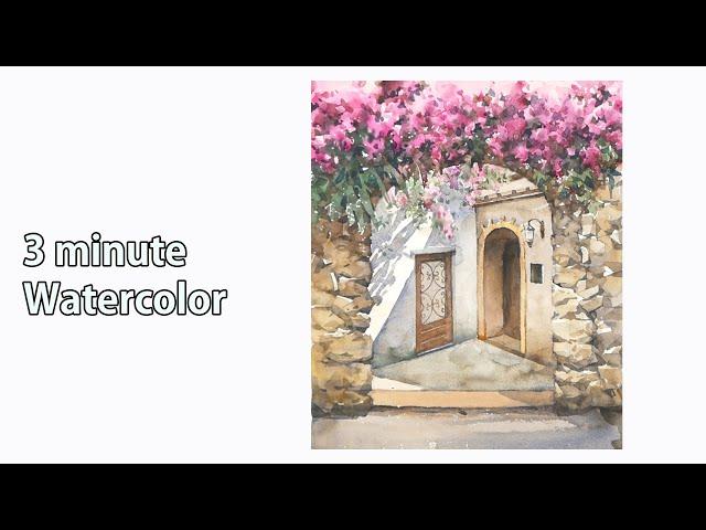 [ 3 minute Watercolor ] Landscape Watercolor - Flower gate. ( Arches rough ) NAMIL ART