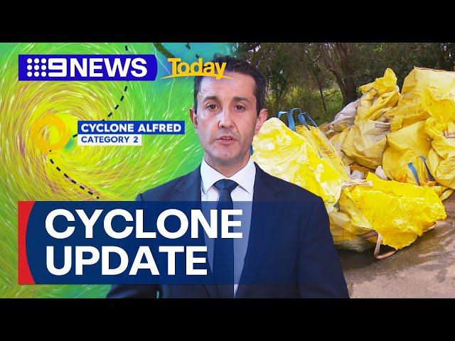 Cyclone Alfred barrels towards Queensland, with residents told to stay vigilant | 9 News Australia