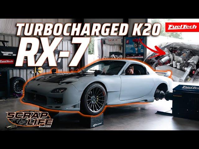 Turbo K20 Swapped Mazda RX7 Hub Dyno Session | Scrap Life Garage