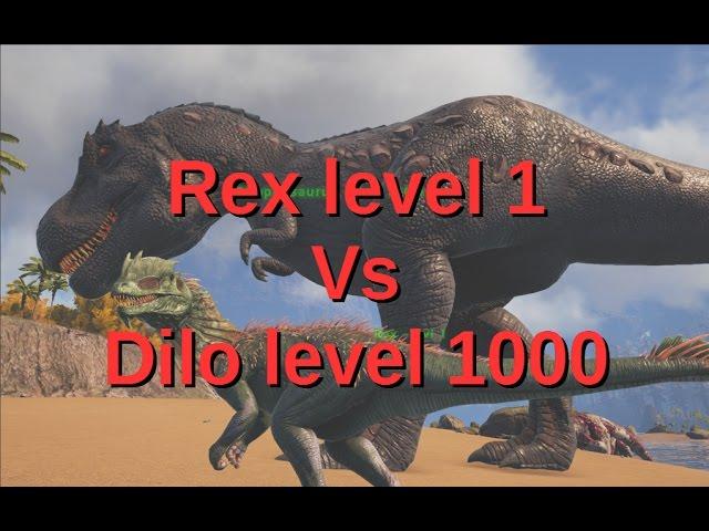 Rex (lvl 1) vs Dilo (lvl 1000) || ARK Battle: Rex vs Dilophosaur