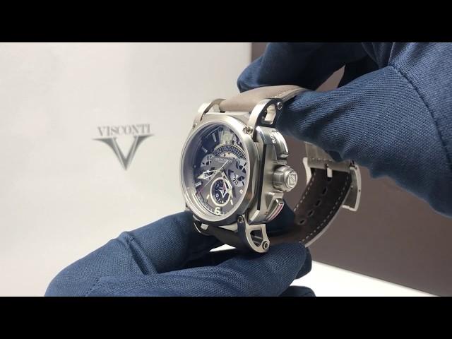 Visconti Automatic Watch 2Squared Crono Silver Shadow Grey Leather KW35-01