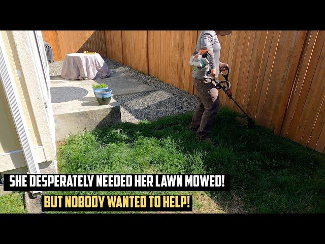 NOBODY Wanted To MOW Her Lawn! So we mowed it! #satisfying