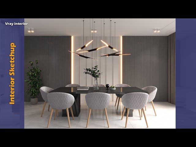 Sketchup interior | Dining room | Vray Sketchup tutorial #56