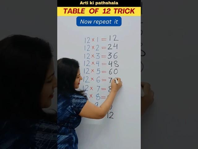 Easy way to Learn Table of 12/Multiplication Table of 12/ 12 ka table #shorts #shortsfeed #trending