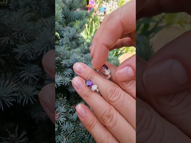 серебряные серьги с фиолетовыми фианитами