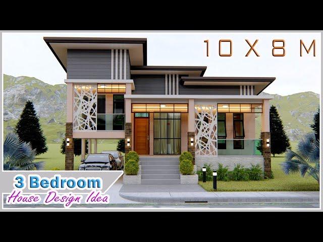 SPLIT LEVEL HOUSE | 10 x 8 meters (32.8 x 26.2 ft) | 3 Bedroom House Design Idea