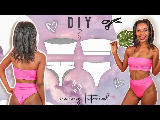 DIY Bandeau Bikini Top | High Cut Bikini Bottom + Patterns @GigiZanti