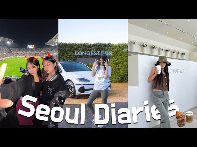 Seoul vlog l First 10K Marathon ‍️ Soccer Match of HeungMin Son ️  Seongsu Aesthetic Cafes