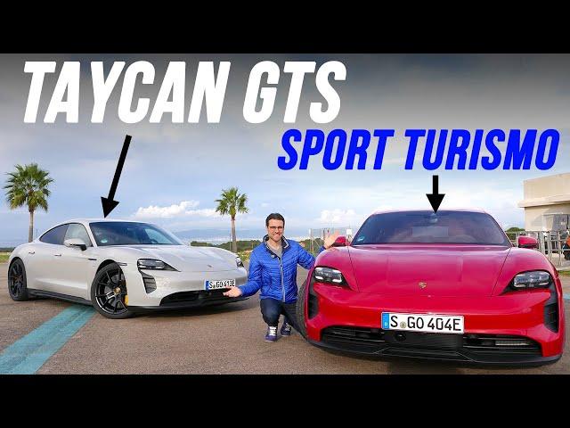 Porsche Taycan GTS with Taycan Sport Turismo (wagon estate)  racetrack REVIEW