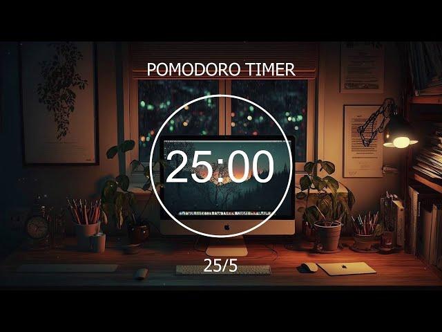 Pomodoro Timer 25/5  Productivity Study With Lofi Chill Beats and Rain Sounds  FOCUS STATION