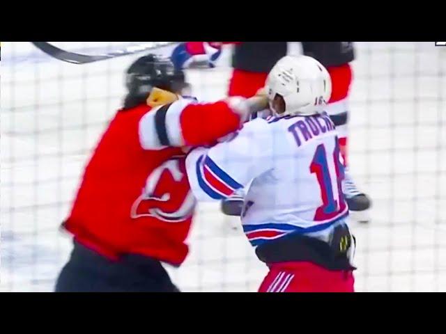 Paul Cotter Vincent Trocheck  Fight | New Jersey Devils vs New York Rangers 2024 NHL Highlights