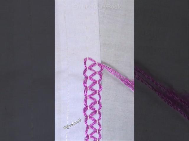 So easy hand embroidery silk thread border design #embroidery #handembroidery #sewing #knitting